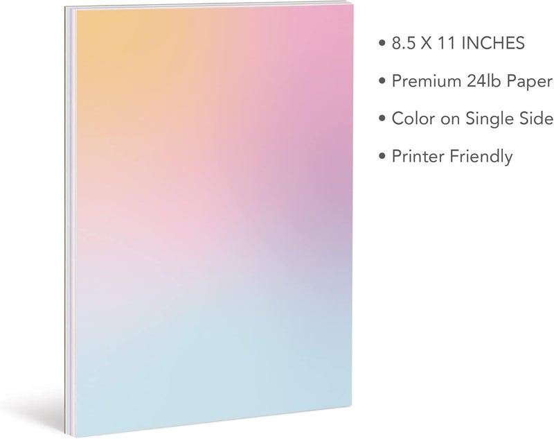 THiNKABLE Pastel Gradient Paper Stationery, Aesthetic Paper 8.5 x 11 Inches, 60 Sheets, Colorful Writing Paper, Pretty Stationary Paper, Decorative Scrapbook Paper - Image 2